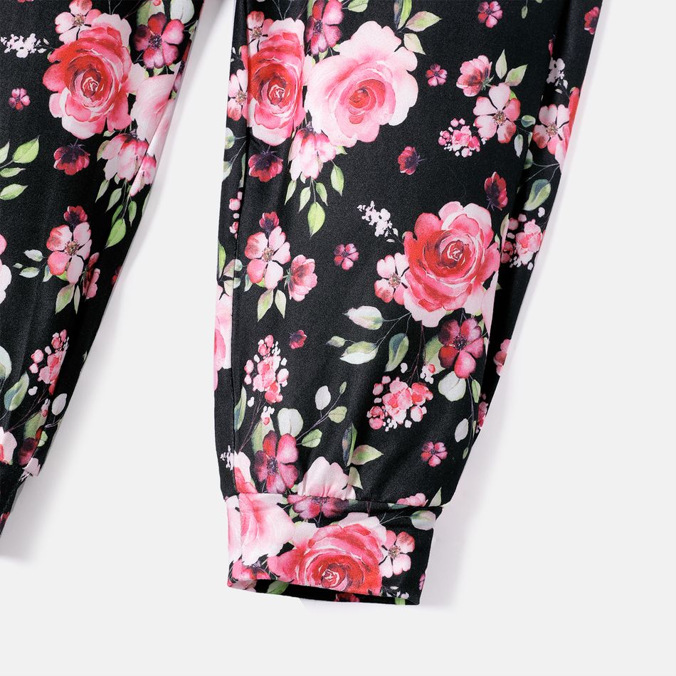 2pcs Toddler Girl Bowknot Design Ruffled High Low Tee and Floral Print Pants Set Pink big image 5