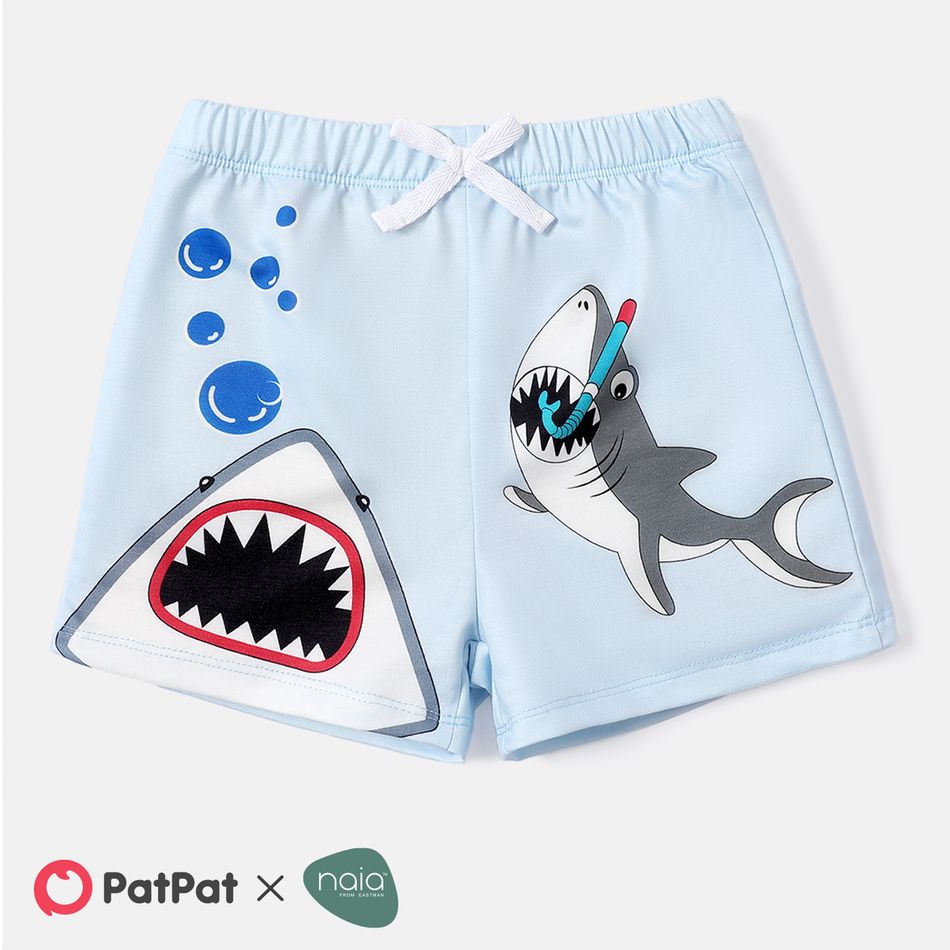 Naia Toddler Boy Shark Print Elasticized Shorts Light Blue big image 1