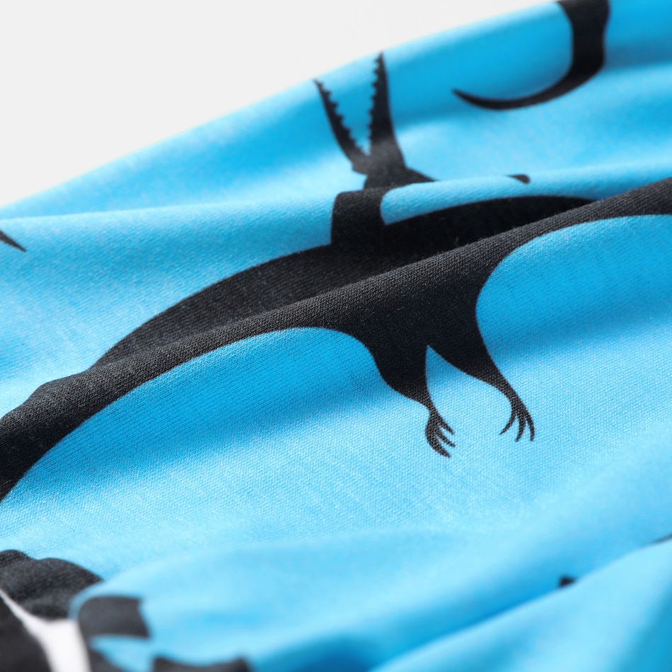 2pcs Baby Boy Cotton Short-sleeve Letter Graphic Tee and Allover Dinosaur Print Naia™ Shorts Set Blue big image 7