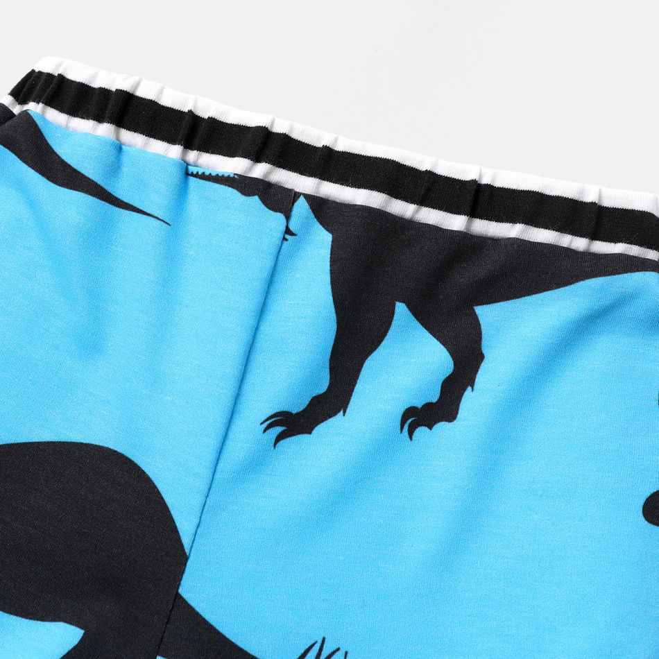 2pcs Baby Boy Cotton Short-sleeve Letter Graphic Tee and Allover Dinosaur Print Naia™ Shorts Set Blue big image 6