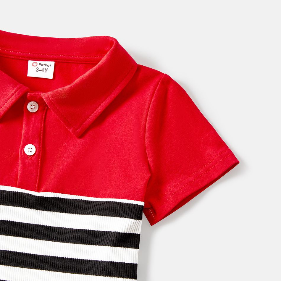 Valentine's Day Family Matching 95% Cotton Striped Short-sleeve Graphic Dresses and Polo Shirts Sets ColorBlock big image 15