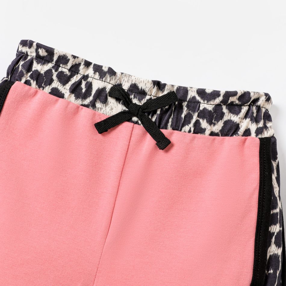 Naia 2pcs Toddler Girl Leopard Print Splice Short-sleeve Tee and Elasticized Shorts Set Pink big image 4