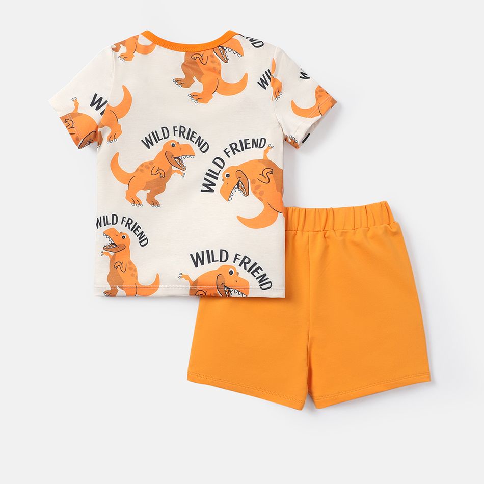 Naia 2pcs Toddler Boy Dinosaur Print Short-sleeve Tee and Elasticized Shorts Set Orangeyellow big image 2