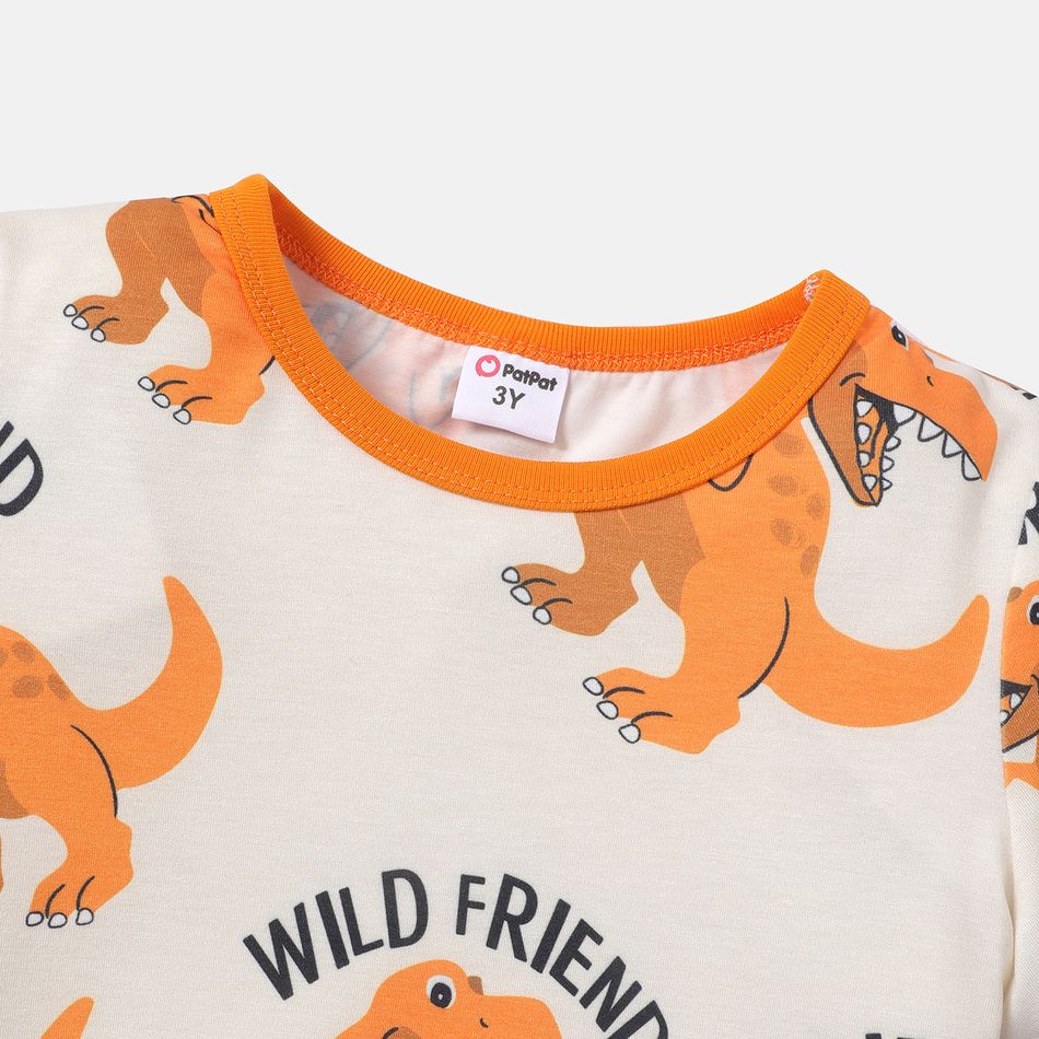 Naia 2pcs Toddler Boy Dinosaur Print Short-sleeve Tee and Elasticized Shorts Set Orangeyellow big image 3