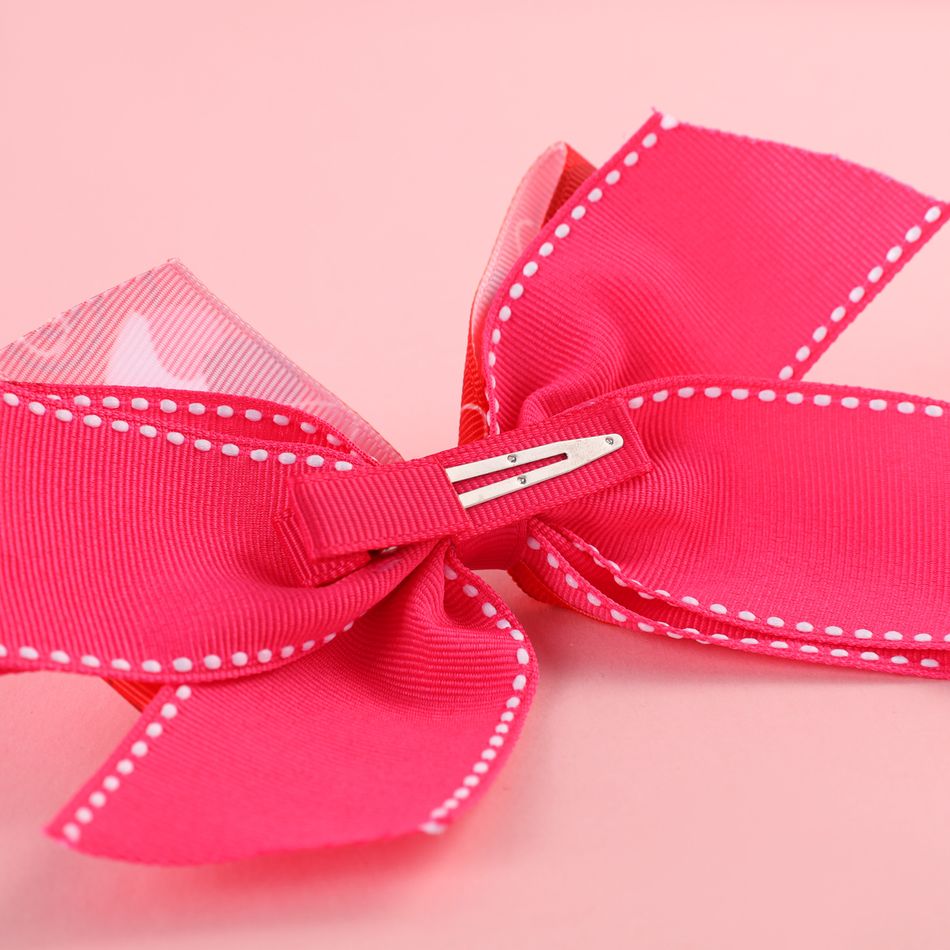 3-pack Valentine's Day Heart Print Bow Decor Hair Clips for Girls (Random Printing Position) Multi-color big image 5