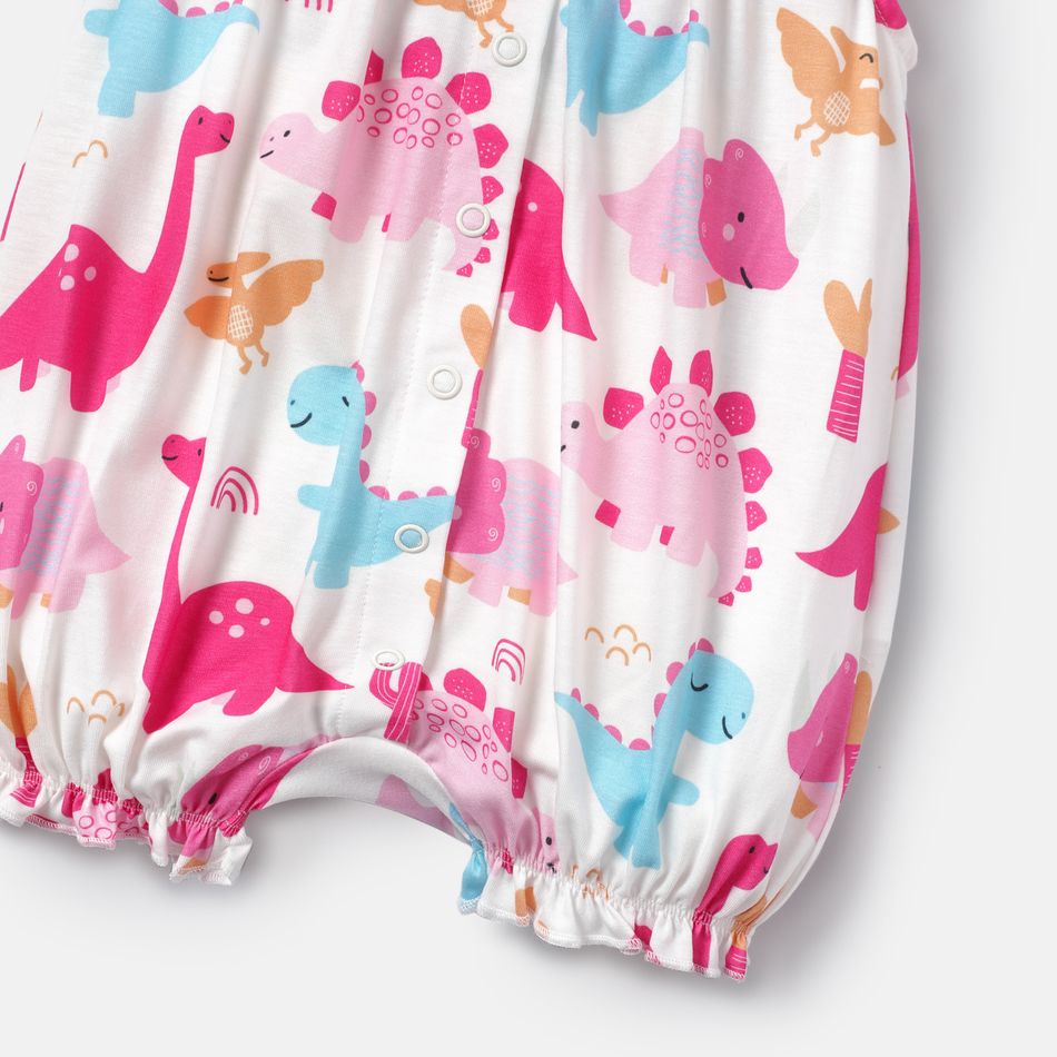 Naia™ Baby Girl Allover Dinosaur Print Flutter-sleeve Romper Roseo big image 5