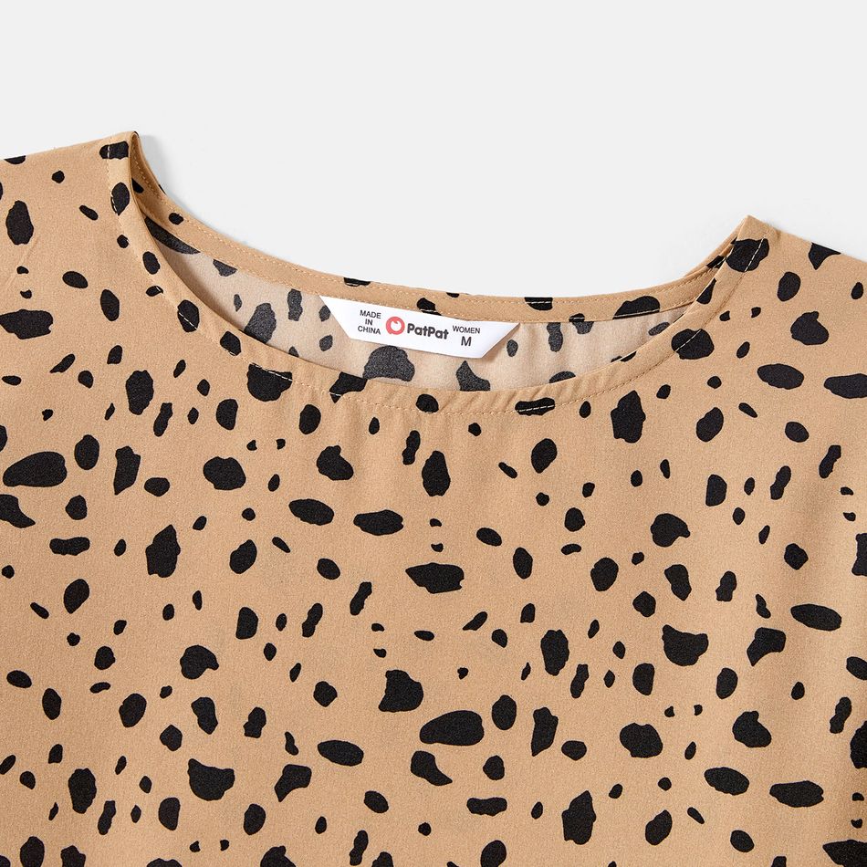 Mommy and Me Leopard Print Layered Ruffle-sleeve Tops Colorful big image 3