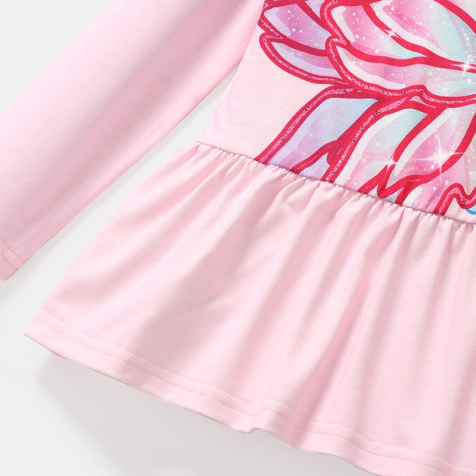 Barbie 2pcs Kid Girl Character Print Long-sleeve Tee and Star Print Leggings Set Pink big image 4