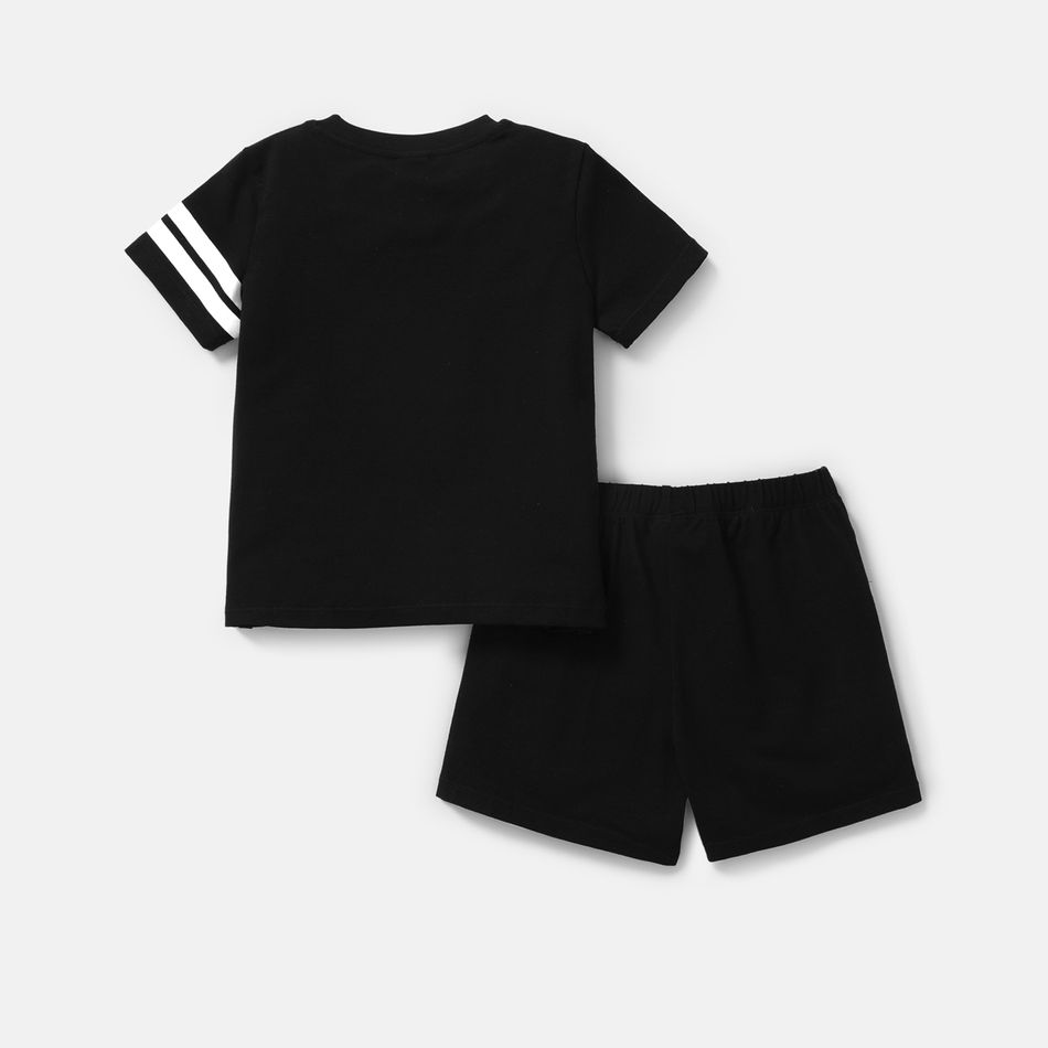 PJ Masks 2pcs Toddler Boy Character Print Short-sleeve Cotton Tee and Elasticized Shorts Set Black big image 2