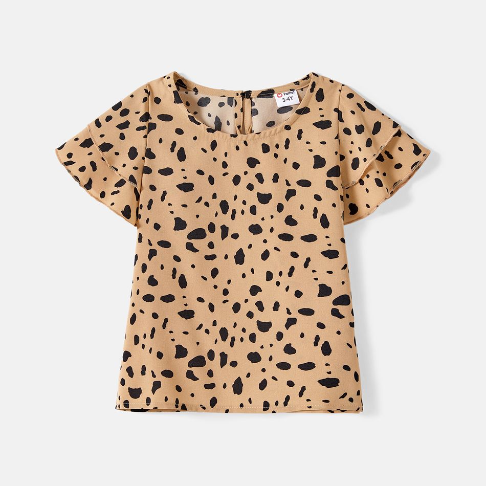 Mommy and Me Leopard Print Layered Ruffle-sleeve Tops Colorful big image 4