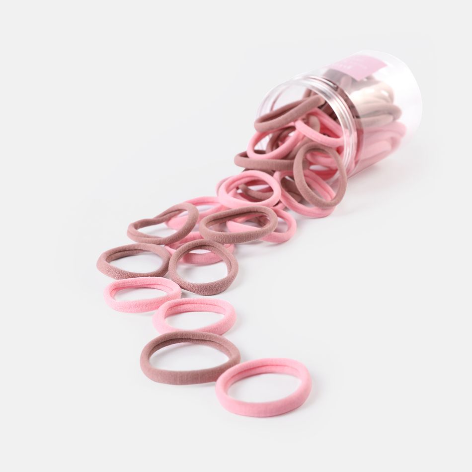 feste elastische Haargummis aus der Dose für Mädchen (ca. 40 Stück) rosa