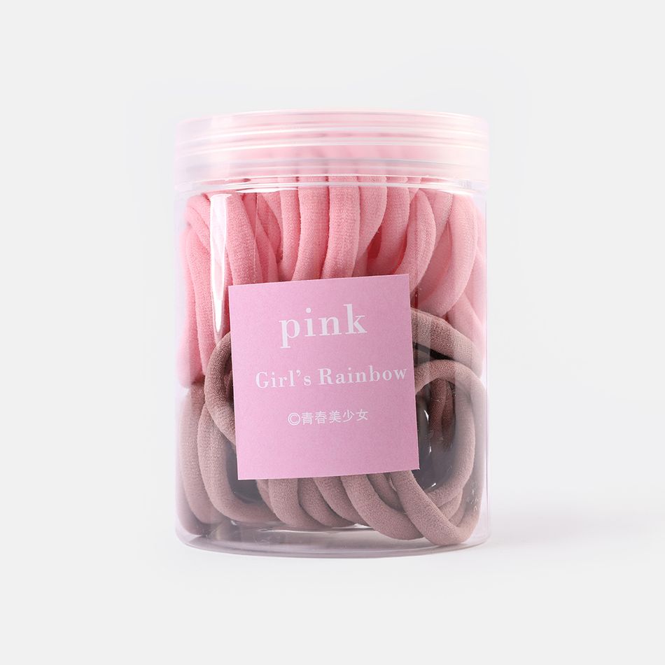Canned Solid Elastic Hair Ties for Girls (About 40-pack) Pink big image 2
