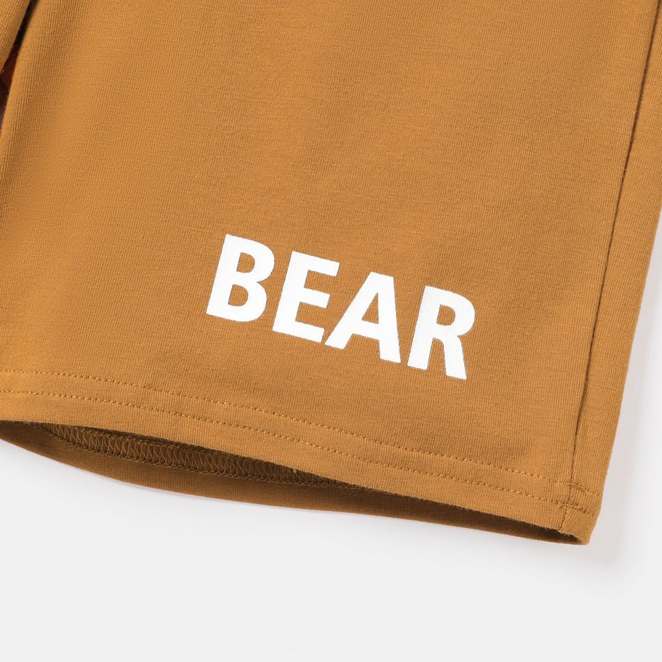2pcs Kid Boy Bear Print Short-sleeve Tee and Letter Print Shorts Set White big image 4