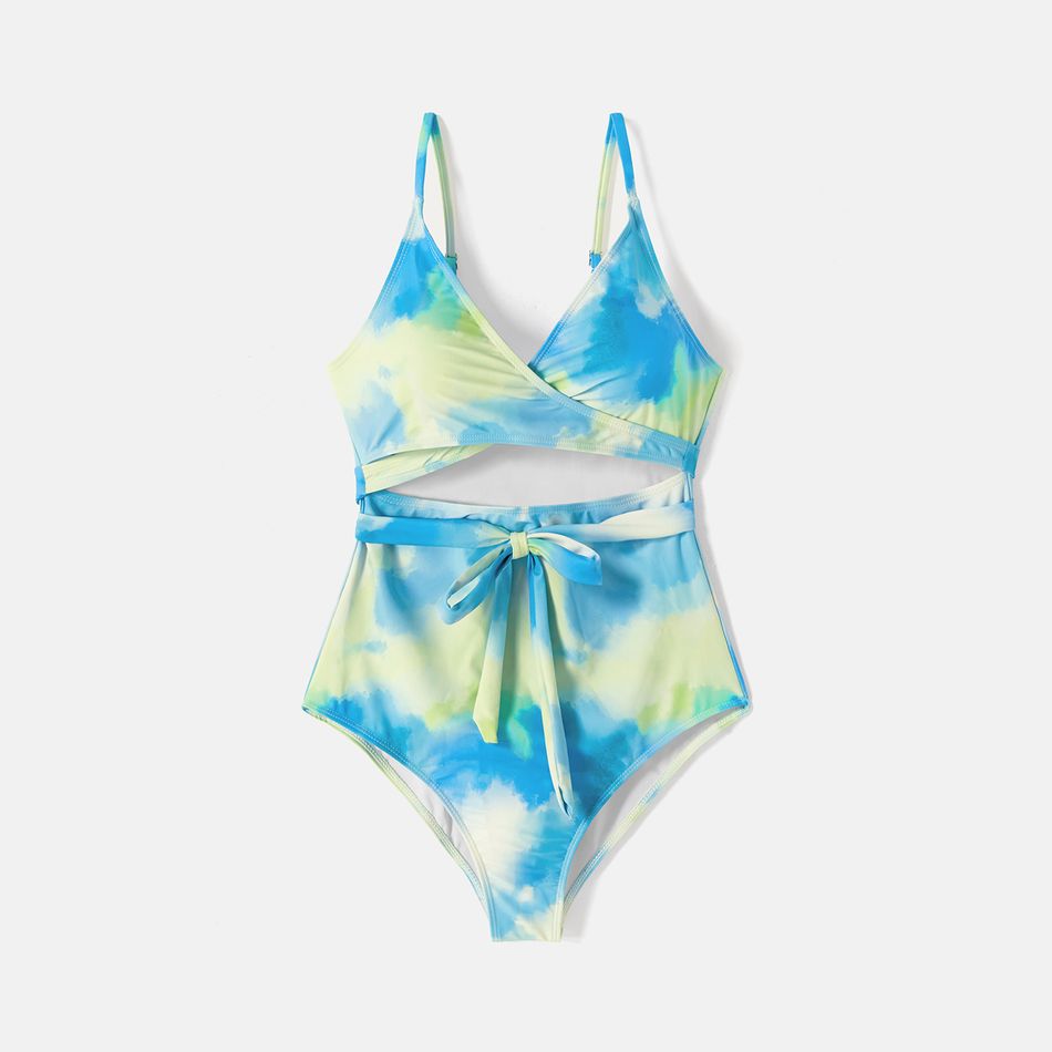 Family Matching Tie Dye Cut Out One-piece Swimsuit and Swim Trunks Multi-color big image 3