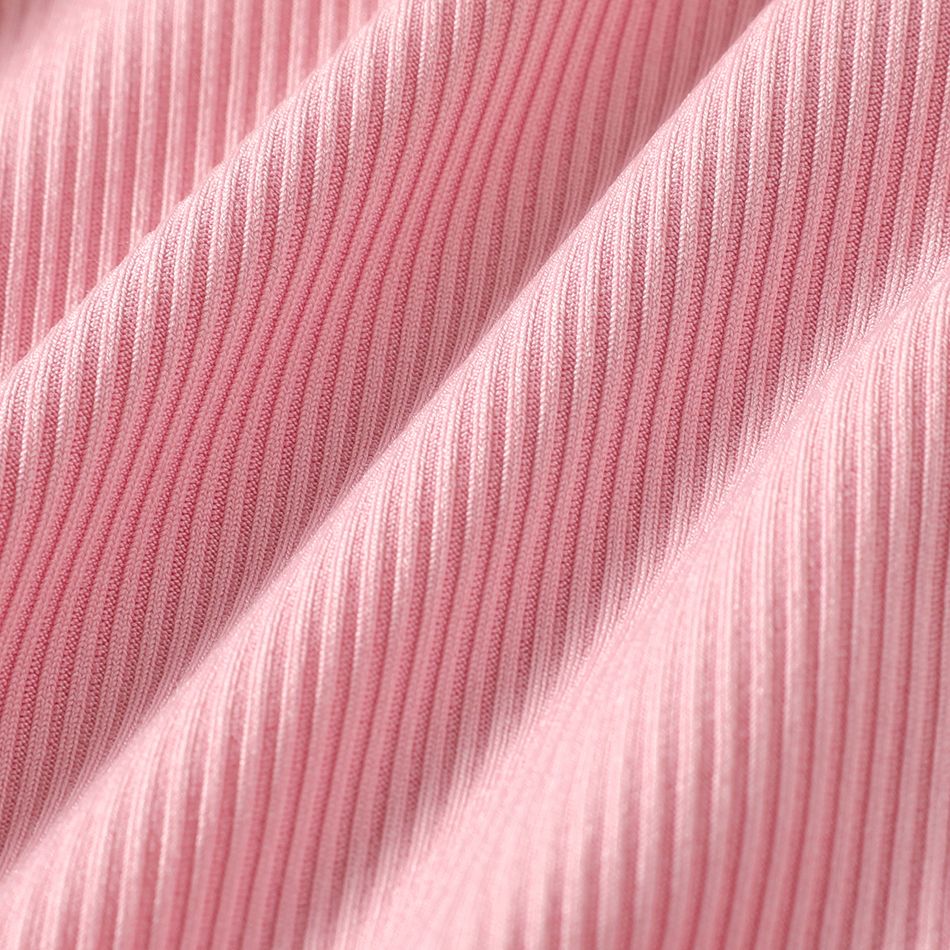 Kid Girl 3D Bowknot Design Solid Color Elasticized Straight Pants Pink big image 6