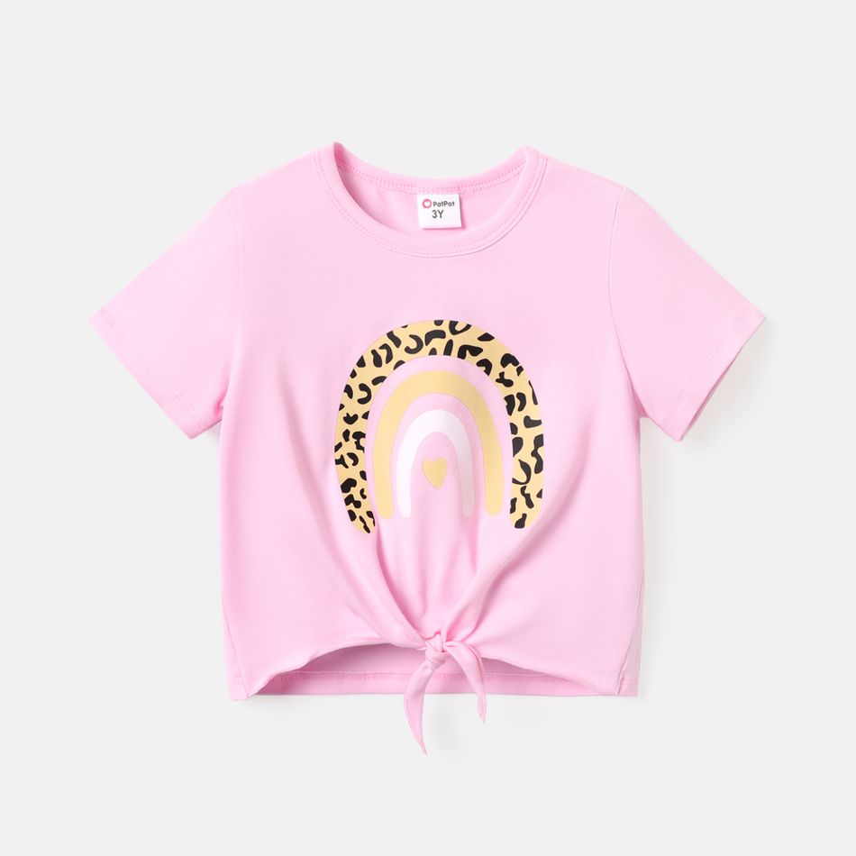 Kleinkinder Mädchen Krängel Süß Kurzärmelig T-Shirts rosa big image 1
