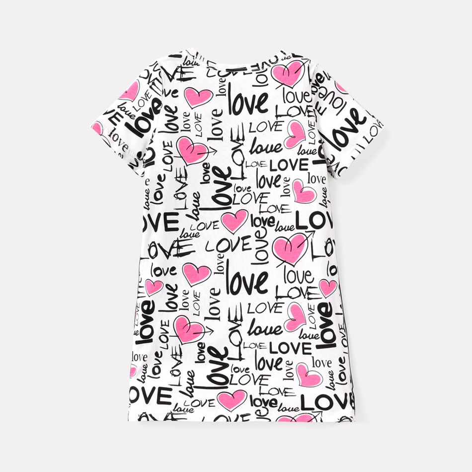 2pcs Toddler Girl 100% Cotton Heart Letter Print Short-sleeve Tee and Shorts Set White big image 2