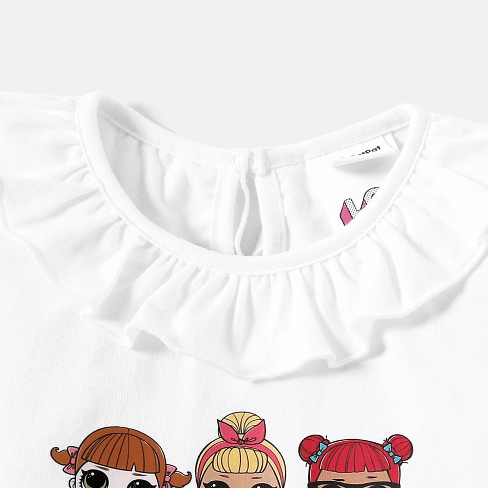 L.O.L. SURPRISE! Toddler Girl Ruffled Character Print Long-sleeve Cotton Tee White big image 3