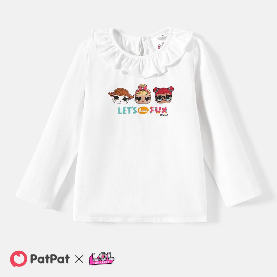 L.O.L. SURPRISE! Toddler Girl Ruffled Character Print Long-sleeve Cotton Tee White big image 1