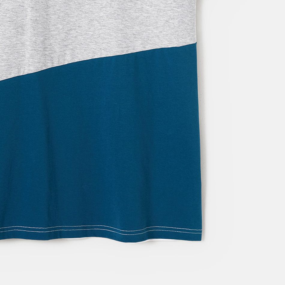 Family Matching 95% Cotton Short-sleeve Colorblock T-shirts and Floral Print High Low Hem Spliced Naia Dresses Sets ColorBlock big image 17