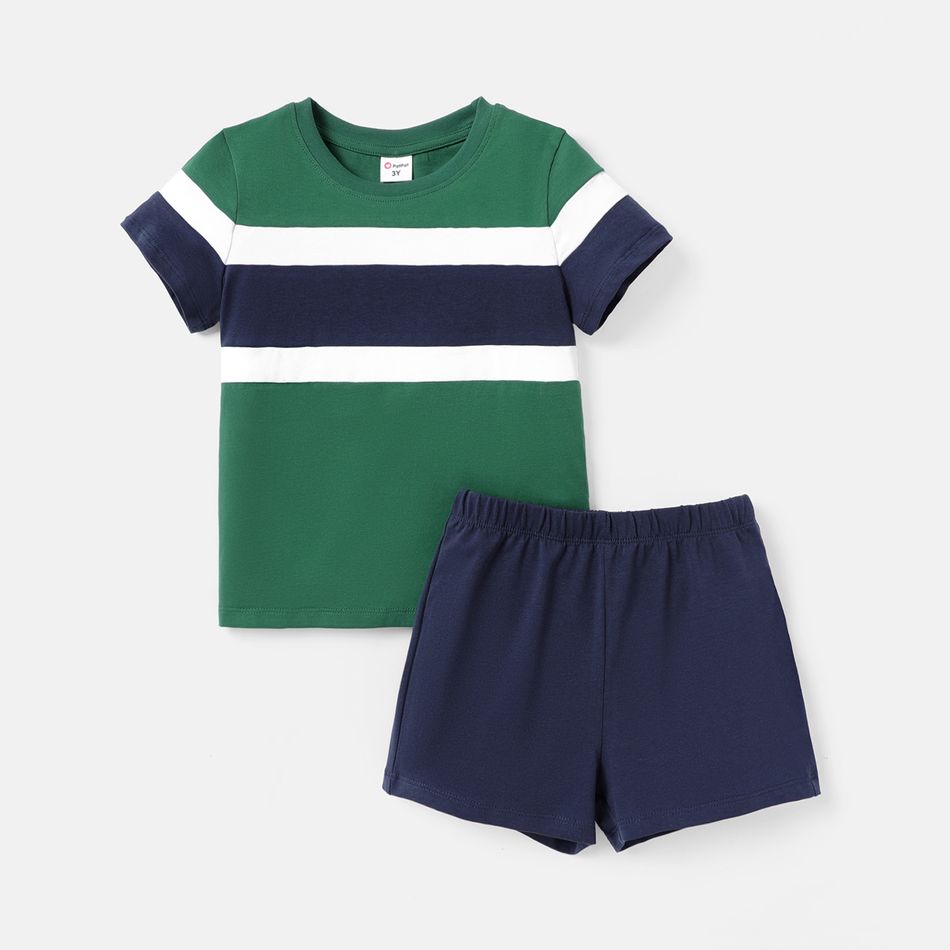 2pcs Toddler Boy Colorblock Short-sleeve Tee and Elasticized Shorts Set ColorBlock