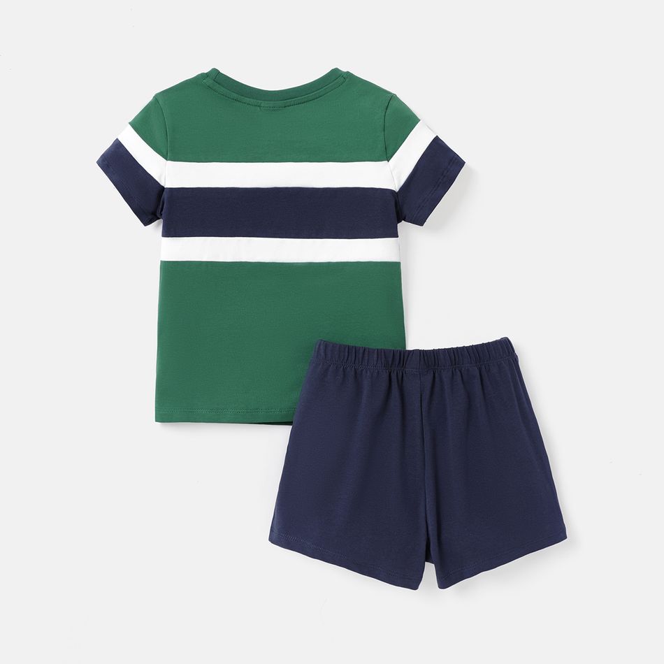 2pcs Toddler Boy Colorblock Short-sleeve Tee and Elasticized Shorts Set ColorBlock big image 2