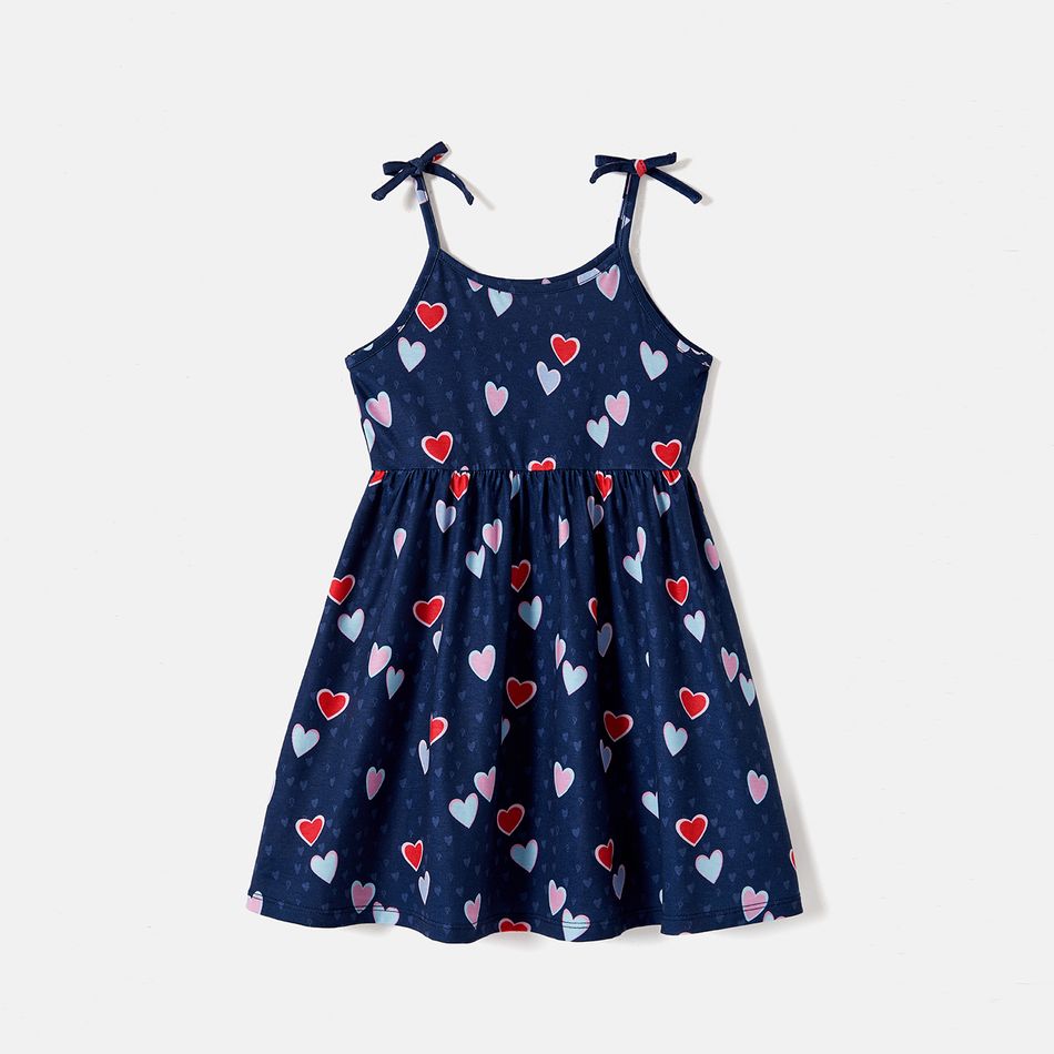 نيا طفل صغير / طفل فتاة القلب طباعة / الأزرق bowknot تصميم فستان سهل الارتداء الأزرق الملكي big image 2