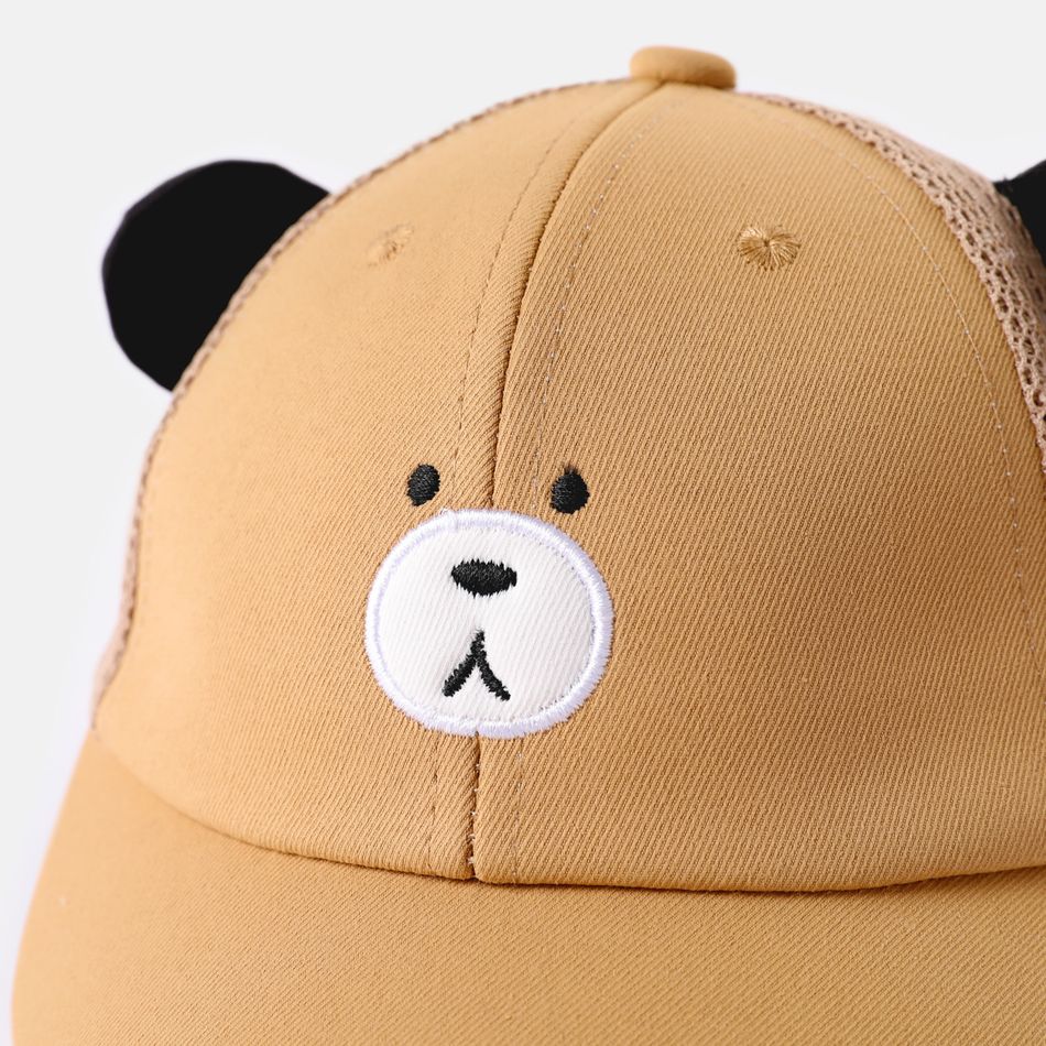 Toddler / Kid Cute Cartoon Little Bear Trucker Hat (The style of the hat adjustment buckle is random) Khaki big image 3