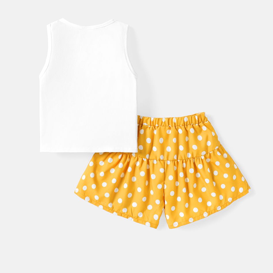 Looney Tunes 2pcs Kid Girl Character Print Cotton Tank Top and Polka dots Shorts Set White big image 4