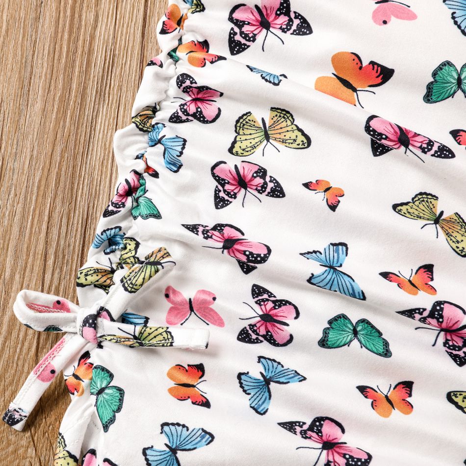 Toddler Girl Sweet Butterfly Print Bowknot Design Slip Dress White