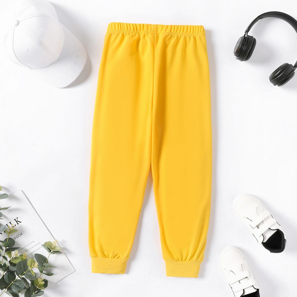Kid Boy/Kid Girl Solid Color Elasticized Pants Yellow