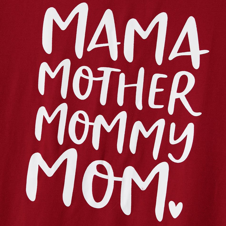 Mommy and Me Cotton Short-sleeve Letter Print Tee Burgundy big image 7