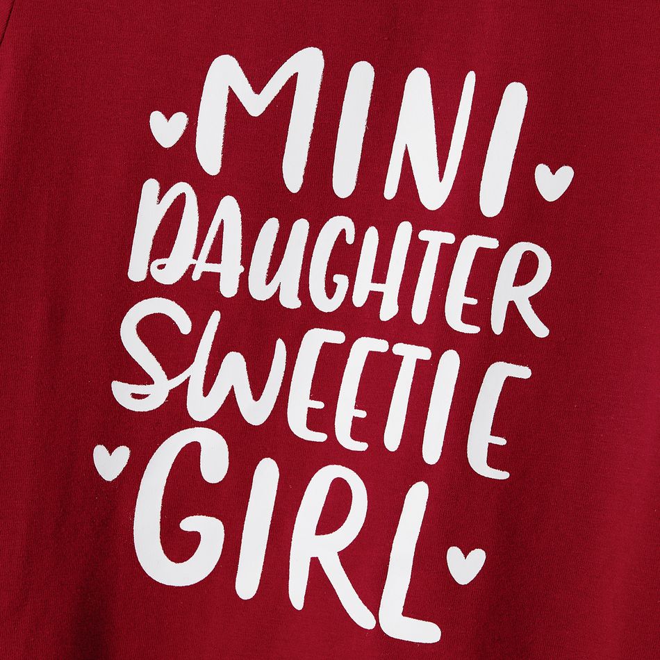 Mommy and Me Cotton Short-sleeve Letter Print Tee Burgundy big image 3