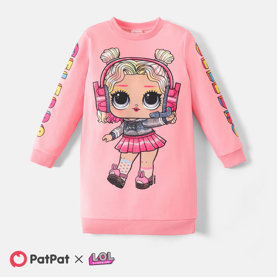 L.O.L. SURPRISE! Kid Girl Character Print Sweatshirt Dress Pink