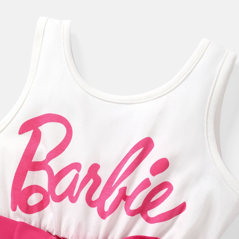 Barbie Sibling Matching Short-sleeve Letter Print Spliced Rompers White big image 4