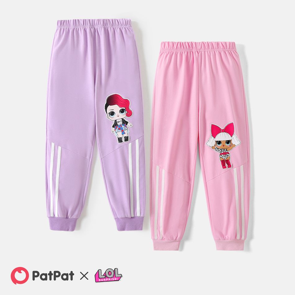 L.O.L. SURPRISE! Kid Girl Striped Characters Print Elasticized Cotton Pants Pink big image 2