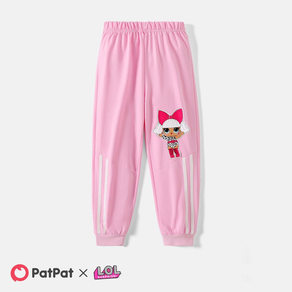 L.O.L. SURPRISE! Kid Girl Striped Characters Print Elasticized Cotton Pants Pink big image 1