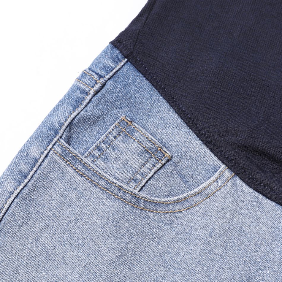 شورت جينز قابل للتمدد الضوء الأزرق big image 5