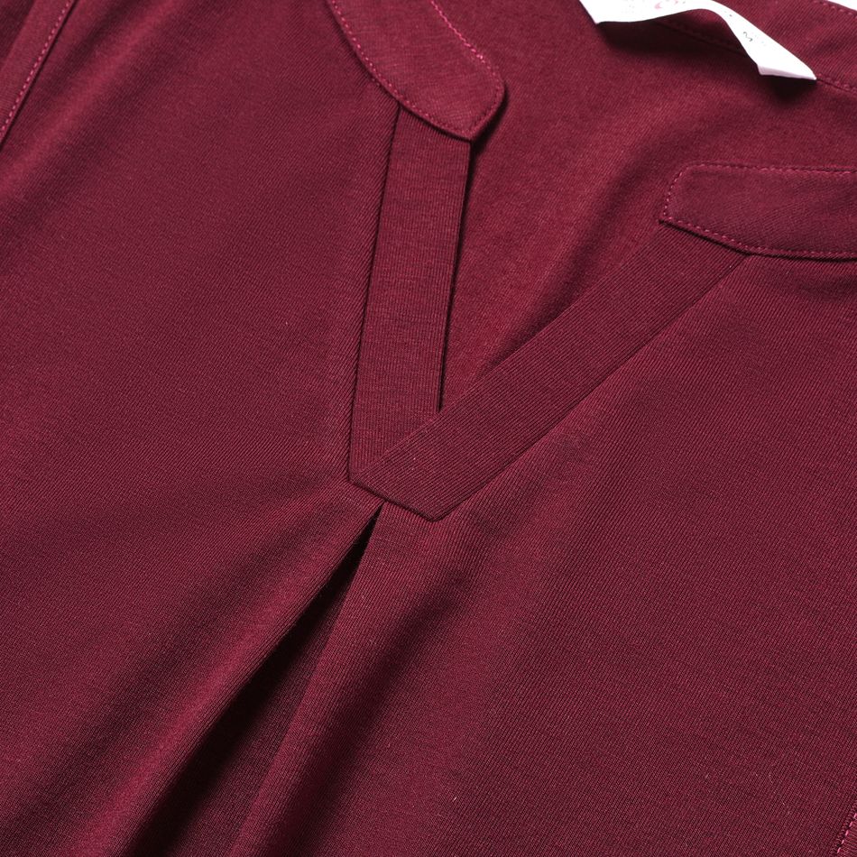 Nursing Plain Notch Neck Short-sleeve Top Burgundy