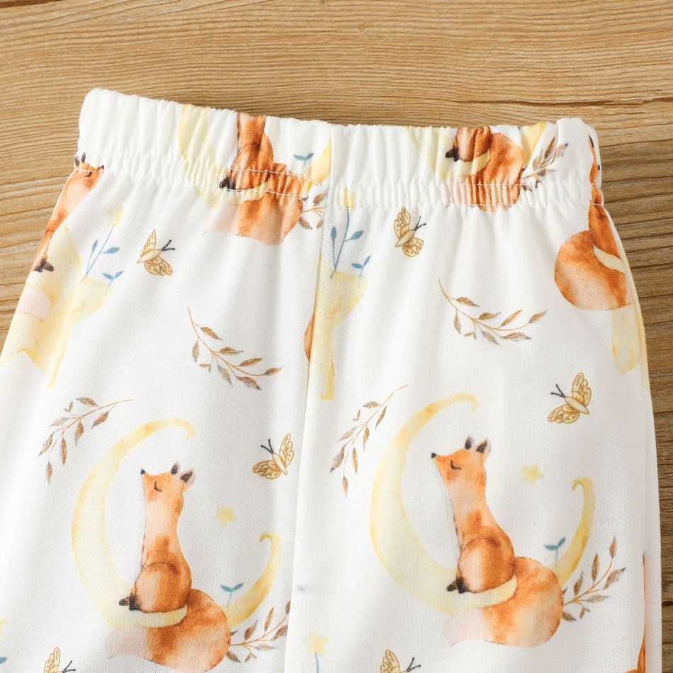 2pcs Baby Boy/Girl Allover Fox Print Long-sleeve Set Brown