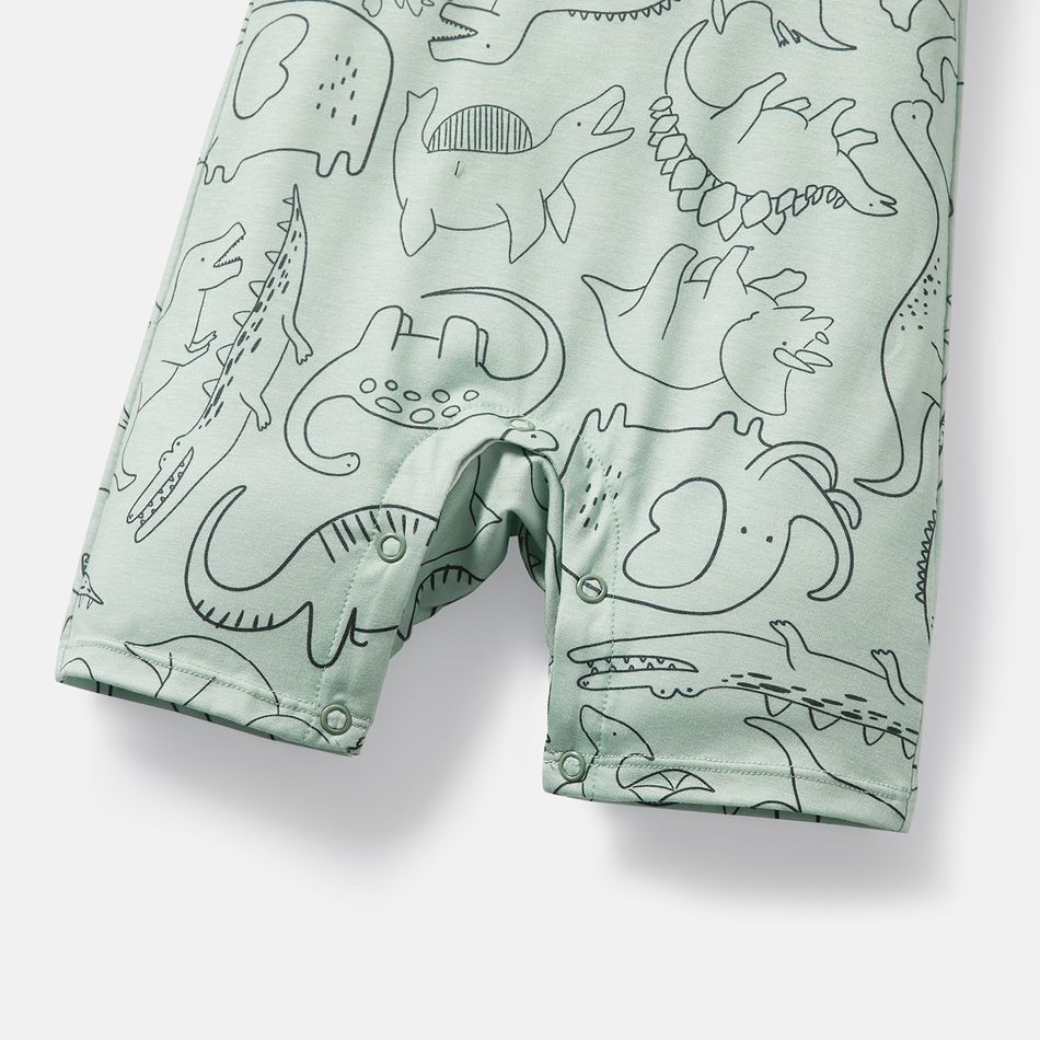 Ärmellose Overalls mit Dinosaurier-Print/Streifen für Mädchen/Jungen hellgrün big image 5