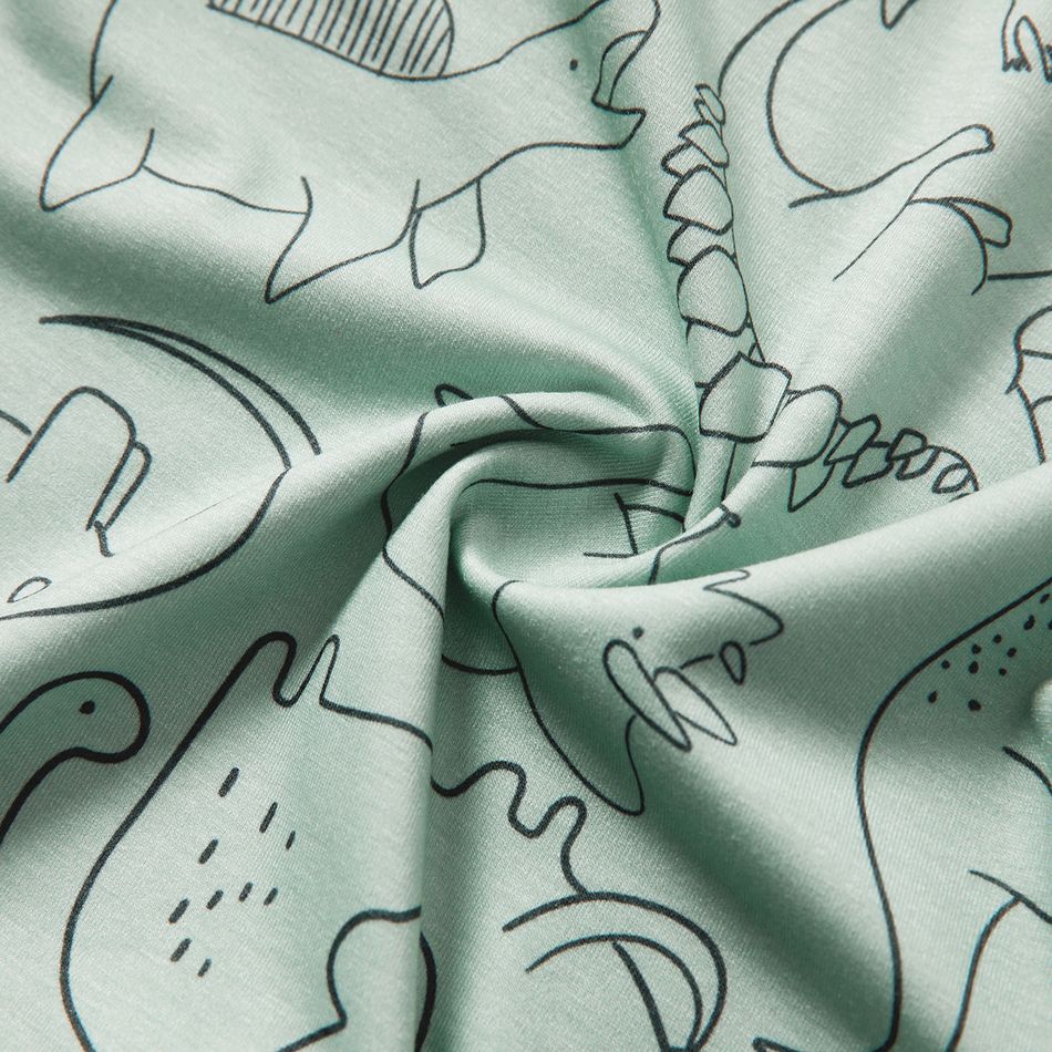 Ärmellose Overalls mit Dinosaurier-Print/Streifen für Mädchen/Jungen hellgrün big image 6