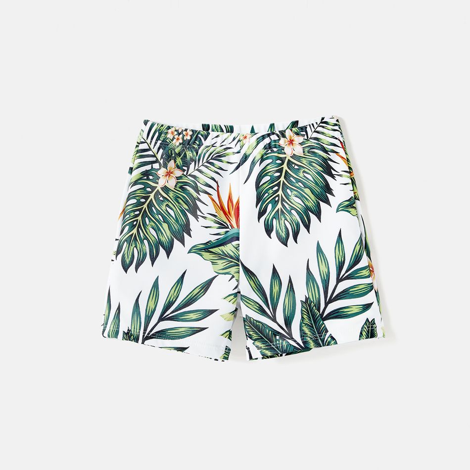 Family Matching Plant Print Ruffle Trim Spliced One-Piece Swimsuit and Swim Trunks ColorBlock big image 14