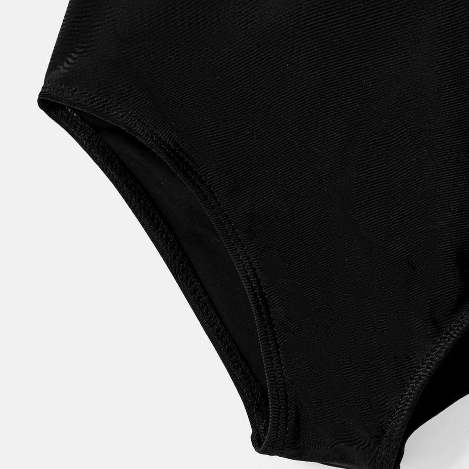 Family Matching Plant Print Ruffle Trim Spliced One-Piece Swimsuit and Swim Trunks ColorBlock big image 10