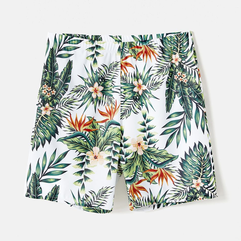 Family Matching Plant Print Ruffle Trim Spliced One-Piece Swimsuit and Swim Trunks ColorBlock big image 11