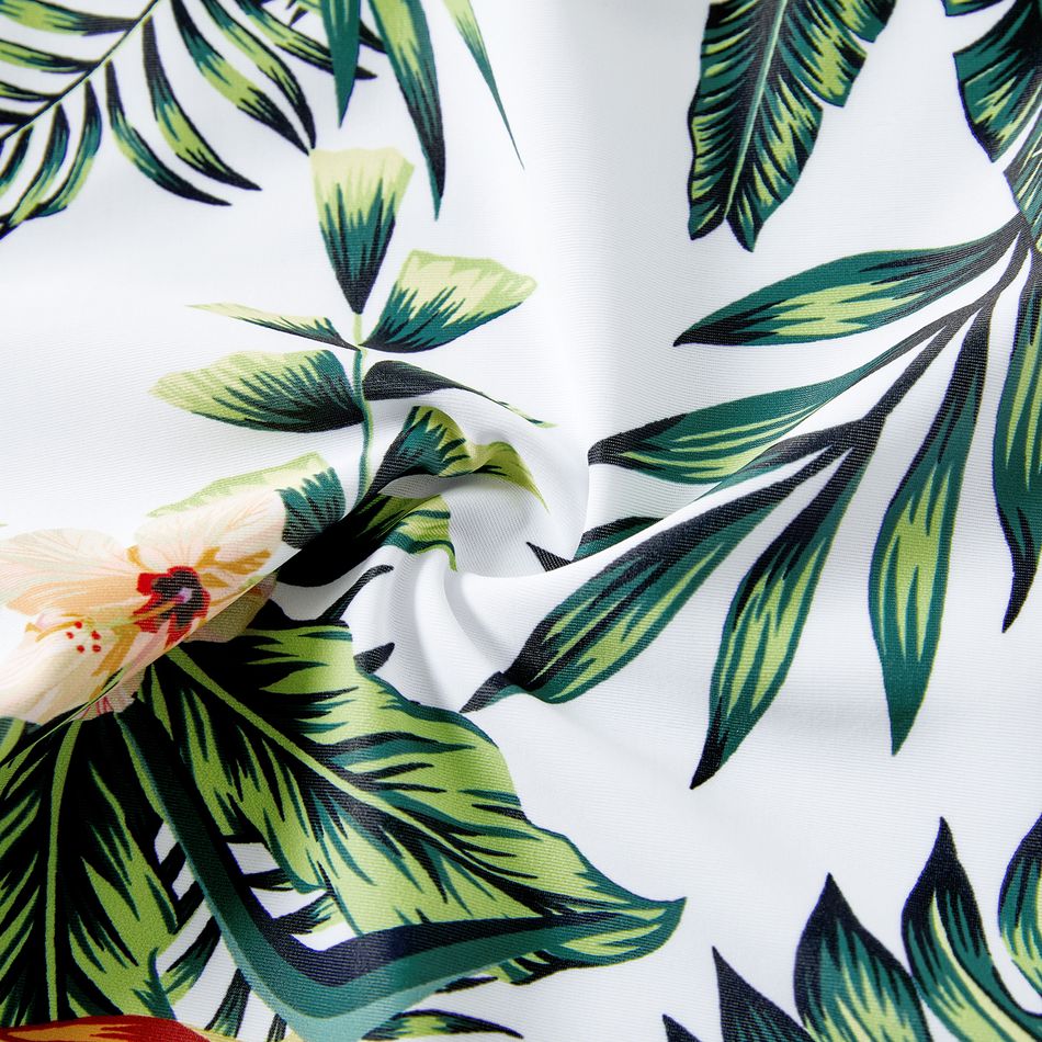 Family Matching Plant Print Ruffle Trim Spliced One-Piece Swimsuit and Swim Trunks ColorBlock big image 15