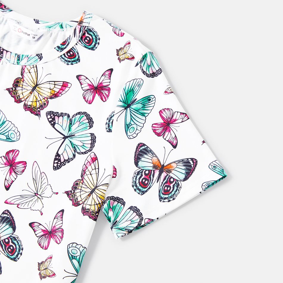 Mommy and Me Short-sleeve Allover Butterfly Print Naia Tee White big image 3