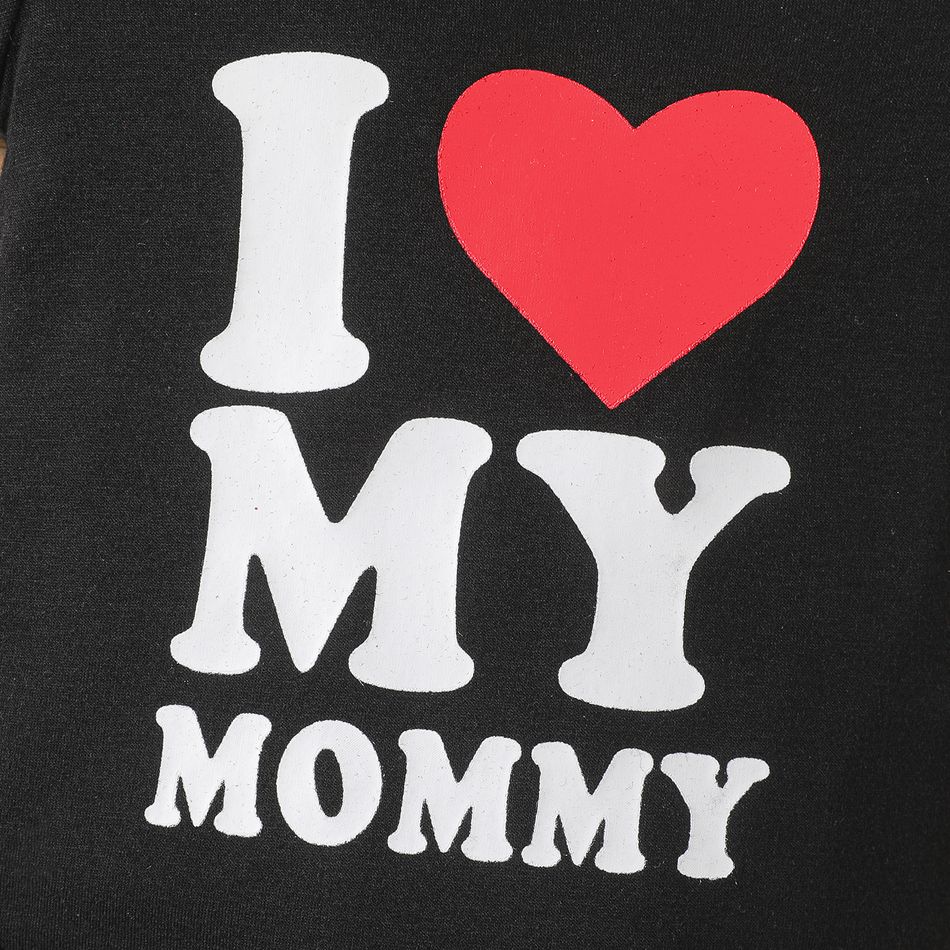 Mother's Day Baby Boy/Girl Heart & Letter Print Short-sleeve Romper Black big image 5