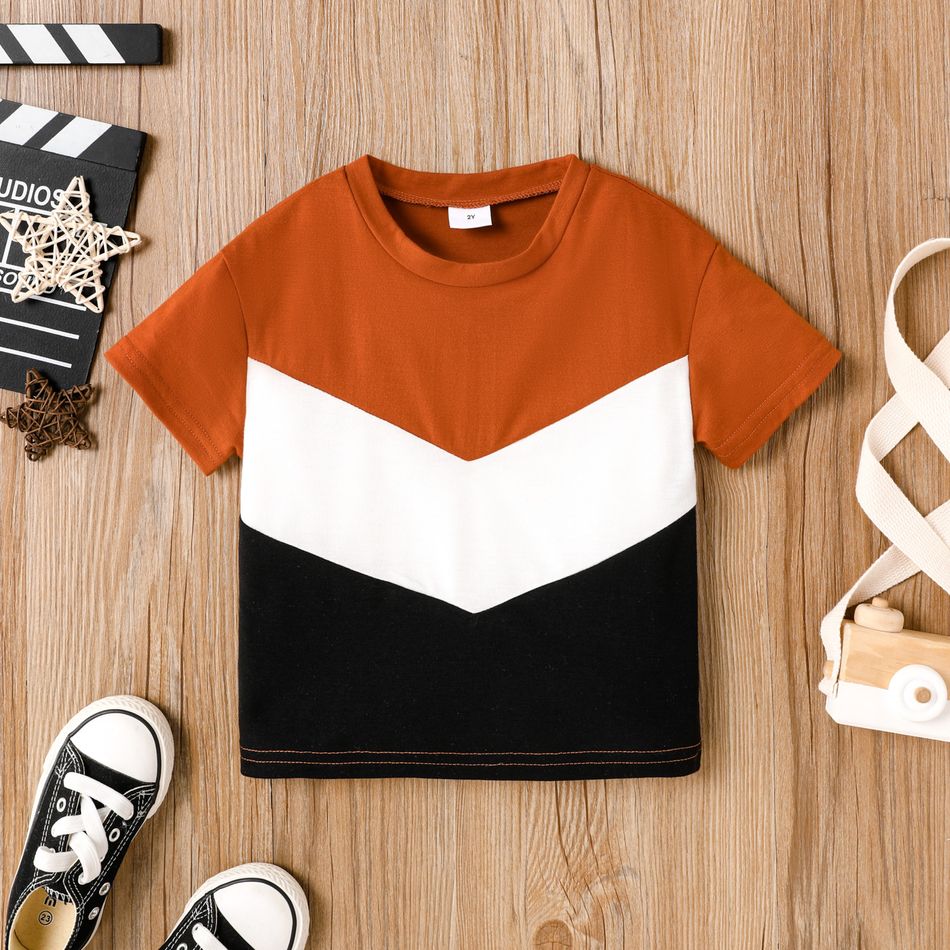 Toddler Boy Trendy Colorblock Short-sleeve Tee Brown