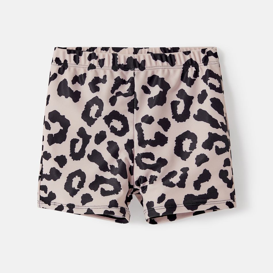 Family Matching Leopard Print Crisscross One-piece Swimsuit and Swim Trunks Black big image 19